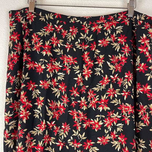 Pendleton Floral Maxi Skirt Womens XXL 2XL Black Red A-Line Casual - Picture 2 of 10
